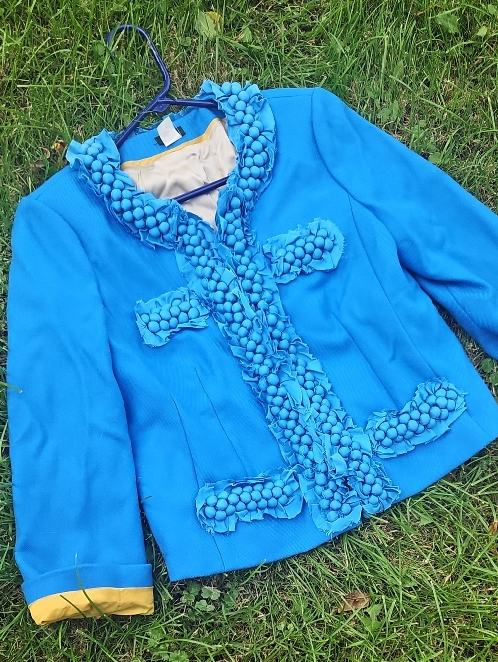 J. Crew Bright Blue Ruffle-Trim Blazer, Size 10